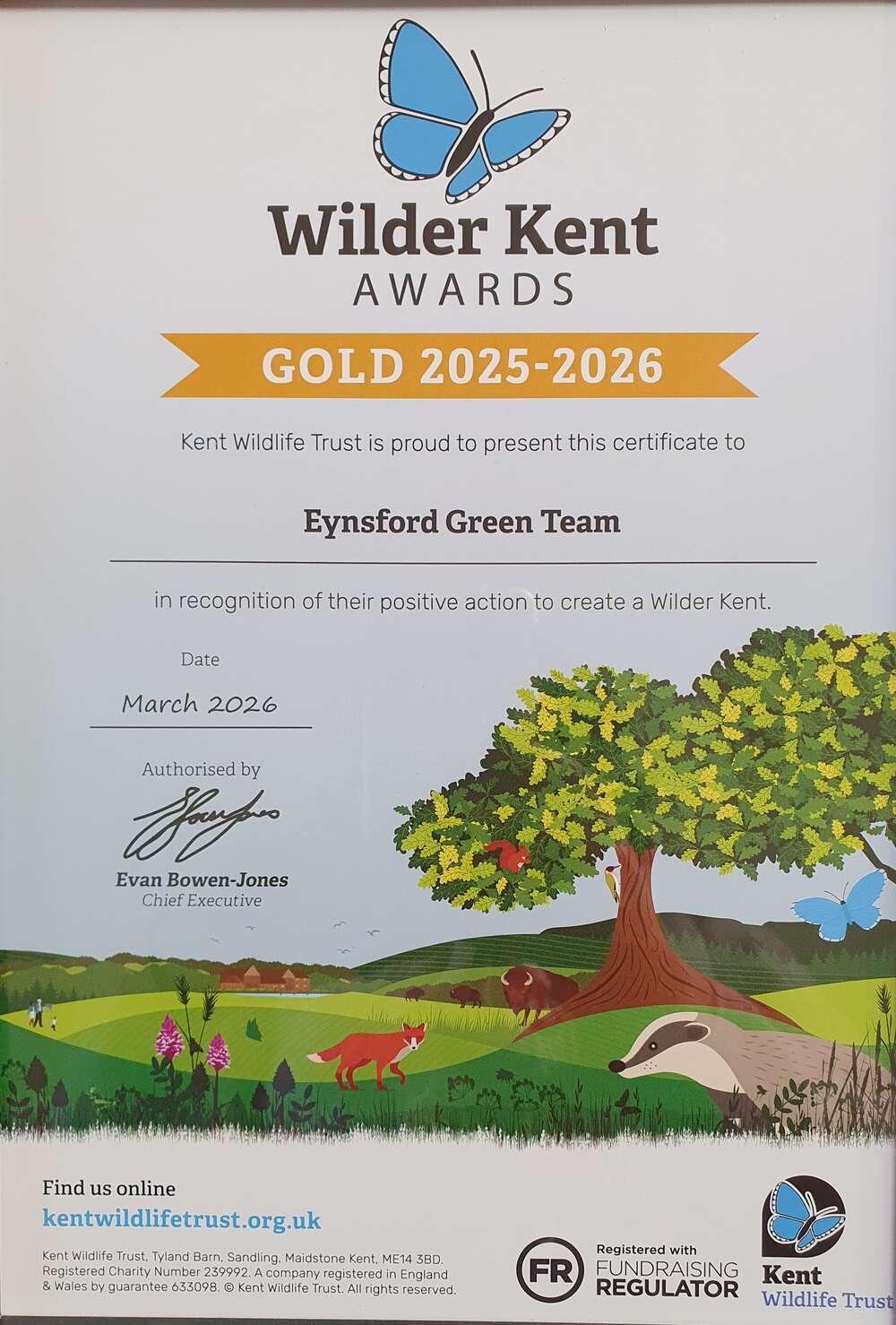 Gold Award for Eynsford's Green Team!