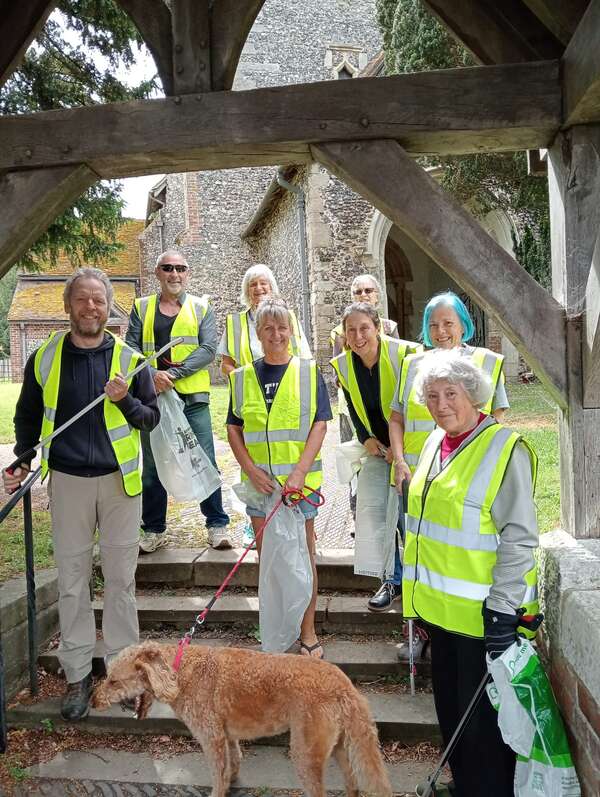 litter picking volunteers outside St Martin's Church
