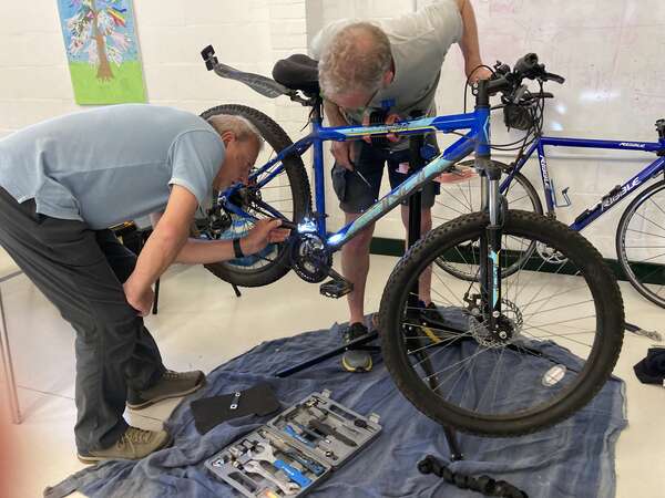 bike repair at the repair cafe